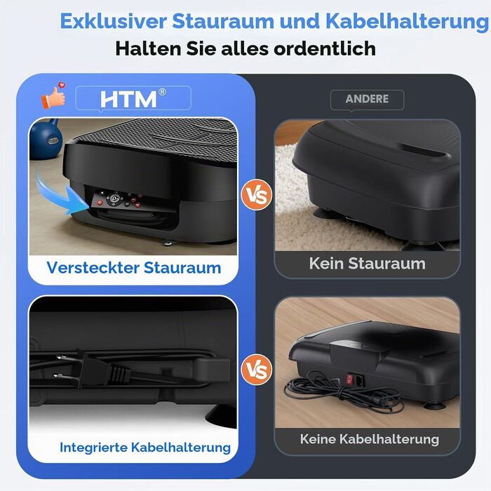 Віброплатформа для фітнесу HTM: вигнута платформа для всього тіла, 150 Вт, 120 рівнів швидкості, з еластичними стрічками та пультом керування, витримує до 150 кг