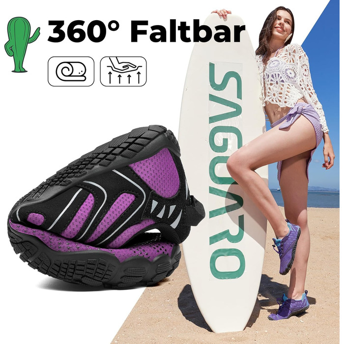 SAGUARO Чоловічі та жіночі трекінгові barefoot кросівки для бігу по пересіченій місцевості, Zehenschuhe Zero-Drop, р. 36-48, 41 EU, Королівський фіолетовий
