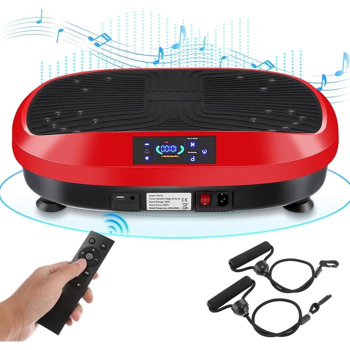 Вібраційна платформа 4D з Bluetooth, 120 рівнів інтенсивності, 6 програм тренувань, для дому, масаж, спортивне обладнання, чорно-червоний