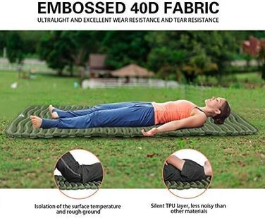 Килимок для кемпінгу Unigear 500g, Ultralight, надувний, 150x60 см, для туризму та відпочинку на природі, армійний зелений з подушкою
