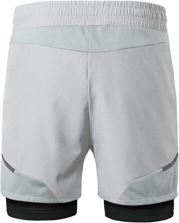 Чоловічі спортивні шорти ARSUXEO 2-в-1 з сіткою та кишенями на блискавці, сірі (L)