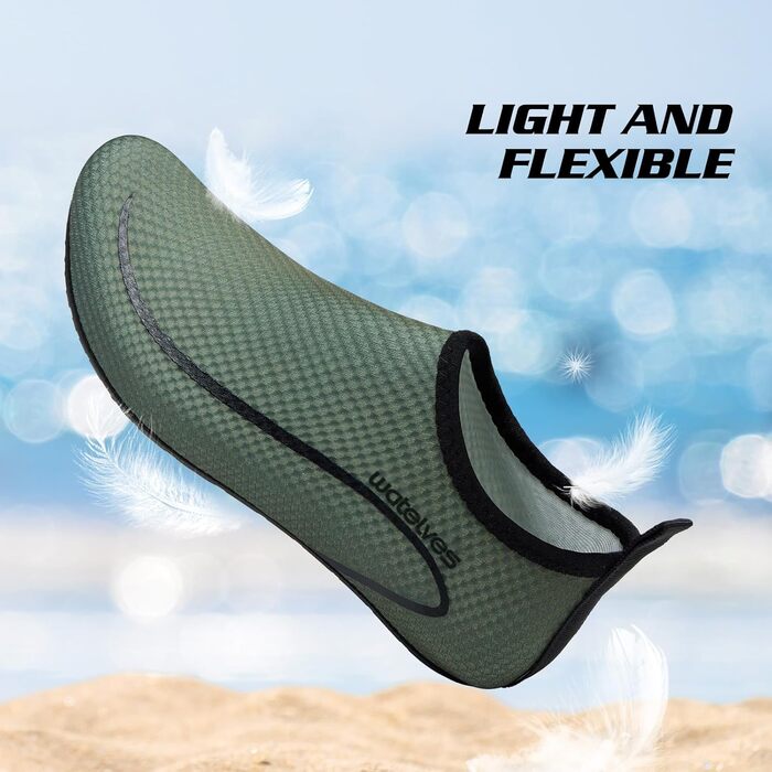 Водні черевики для плавання та відпочинку WateLves: дихаючі, швидковисихаючі, унісекс, розміри 34-47 EU, кольори: світло-зелений, армійсько-зелений