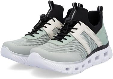 Rieker M6061: Жіночі сліпони-кеди зелені комбіновані, 38 EU - зручне взуття Rieker