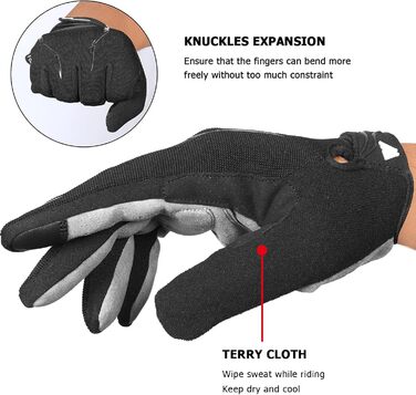 Велосипедні рукавички Westwood Fox WFX для гірського велосипеда (MTB) з повною пальцями, сенсорний екран, антиковзаючі, для жінок та чоловіків, чорні