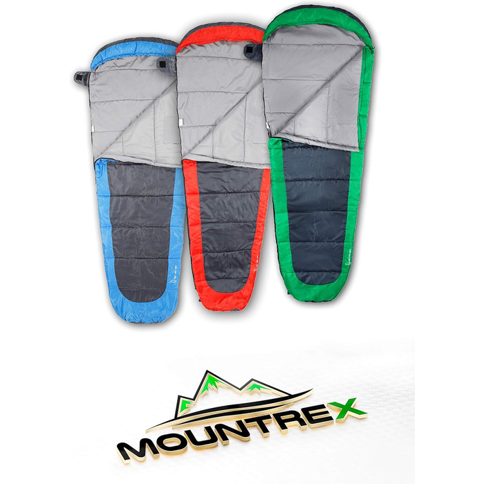 Сплячий мішок MOUNTREX® – ультралегкий та компактний (850г) – для відпочинку на природі, літній спальний мішок, мумієподібний (205x75 см) – малий об'єм при згортанні, легкий – для підлітків та дорослих + подарунок: надувне зелене подушечка для подорожей