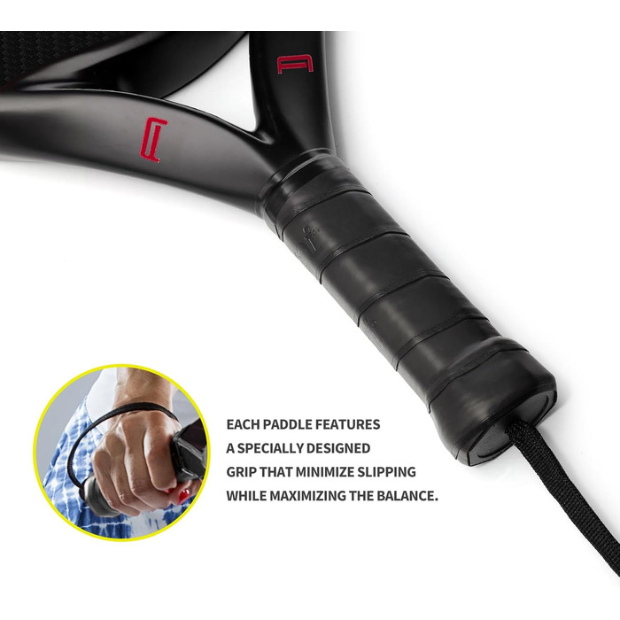 Ракетка для падел-тенісу з вуглецевим покриттям та ядром Eva Memory Flex Foam, легка (Жовтий, 2 шт.)