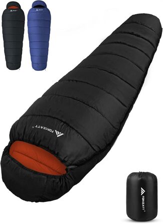 Сплячий мішок Forceatt Winter -7°C до 20°C, 2.4 кг, 210x80 см, чорний. Легкий, водонепроникний, для кемпінгу, подорожей та походів. 4-сезонний спальний мішок.