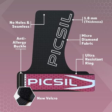 PICSIL Golden Eagle – безпальцеві тренувальні рукавички для кроссфіту, фітнесу, боксу та важкої атлетики, захист від мозолів та розривів, підвищена утримка магнезії, фіолетові