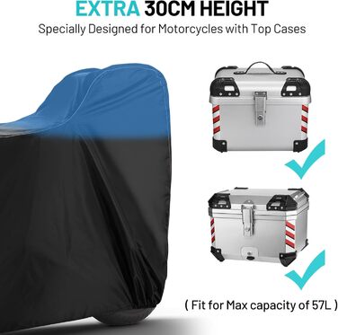 Водонепроникний чохол для мотоцикла Favoto, 220x105x130 см, з відбиваючими смугами та отвором для замка