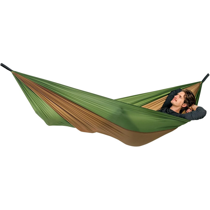 Гамак Amazonas Ultra-Light Adventure Coyote Kingsize (Зелений/Коричневий) - надлегкий, 150 кг, 275x140 см