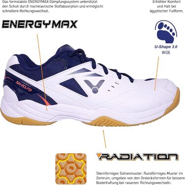 Кросівки для бадмінтону та сквошу Victor SH-A170 - унісекс, біло-блакитні (47.5 EU)