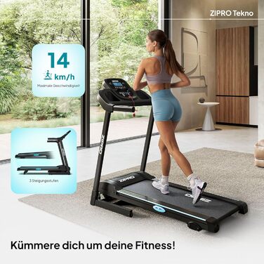 Біговий тренажер Zipro Tekno з нахилом, до 14 км/год, LCD дисплей, для дому, до 120 кг, двигун 1.5-2.5 PS