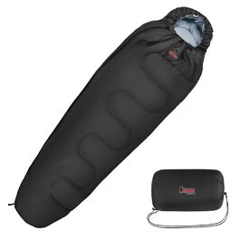 Спальний мішок ALPIDEX Mumienschlafsack 4 сезони -17°C 225x80 см, ультралегкий, для кемпінгу, трекінгу, туризму, чорний