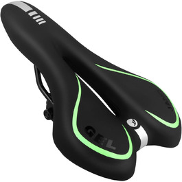 Велосипедне сідло MSDADA Gel MTB: комфортне, ергономічне, водонепроникне для гірського велосипеда, BMX, шосе, міського велосипеда (чорний/зелений)