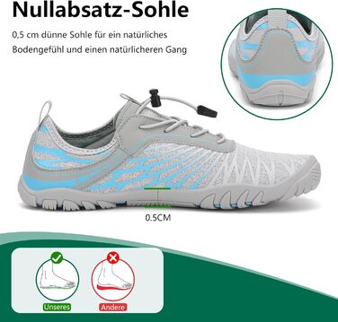 Жіночі шкарпетки-сліпони SAGUARO: легкі, дихаючі, швидко сохнуть, широка носова частина, розмір 35-43, сірий колір