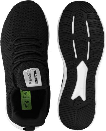 Жіночі кросівки Feethit для бігу та фітнесу. Легкі, дихаючі, з гумовою підошвою. Білі та чорні, розмір 38 EU