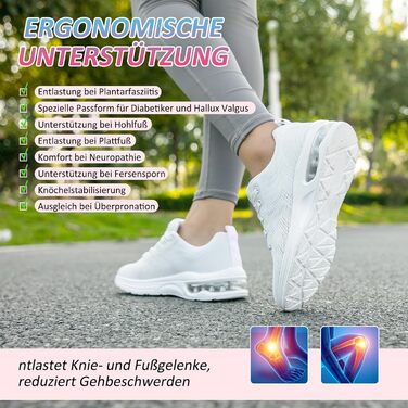 Жіночі кросівки Laufschuhe для бігу та фітнесу з повітряною амортизацією, білі (39 EU)