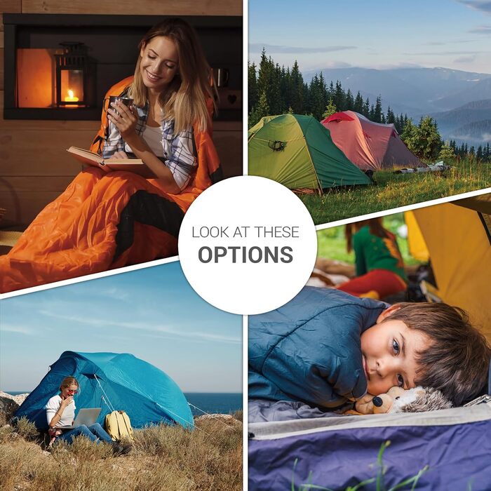 Спальний мішок Paco Home для дорослих та дітей: теплий, дихаючий, для кемпінгу та відпочинку на природі, 220x70x6 см, оранжевий