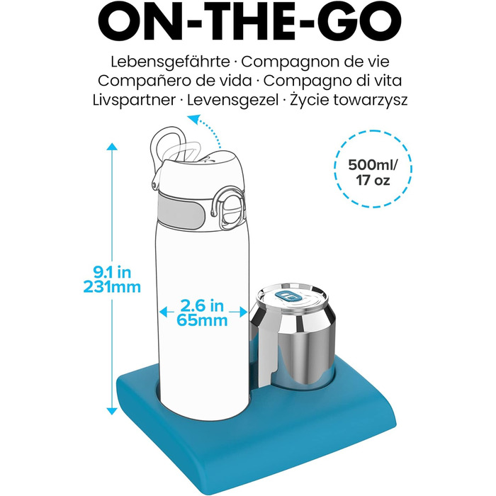 Термобутилка Ion8 з нержавіючої сталі 500 мл, вакуумна, герметична, зручна для однієї руки, з фіксатором, для води, з ручкою, легко мити, стійка до подряпин, підходить для посудомийки