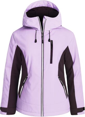 Жіноча лижна куртка GEMYSE: водонепроникна, вітронепроникна, тепла з капюшоном (Eislila/Morgengrau-Lila)