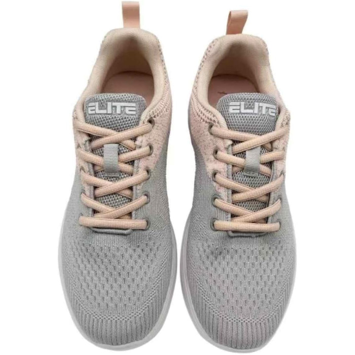 Жіночі боулінгові туфлі Elite Comfort – універсальні підошви, ультралегке сітчасте полотно, спортивний стиль, сірий, персиковий, 38 EU