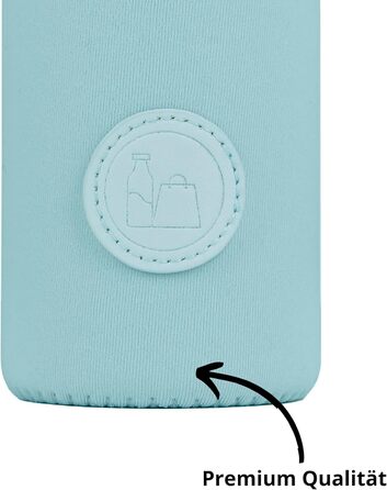 Скляна пляшка для води Botty Bag 550 мл з неопреновим чохлом, герметична, для гарячих та холодних напоїв, світло-блакитна