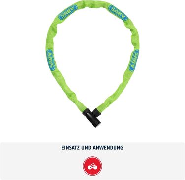 Ланцюговий замок для велосипеда ABUS Steel-O-Chain 4804K зі спеціальної сталі, рівень безпеки 4, зелений (Lime), 75 см