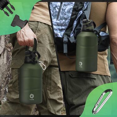 Термос Fjbottle з нержавіючої сталі 1900 мл, магнітна кришка, BPA-free, подвійні стінки, герметичний, підходить для газованої води, спортивна пляшка для води, університет, фітнес, кемпінг, outdoor