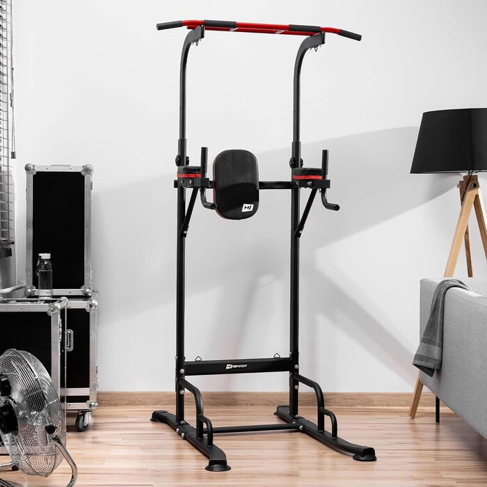 Силова станція Hop-Sport HS-1016 з турніком і брусами, Power Tower для підтягувань і віджимань, антиковзні ручки, 2 еспандери