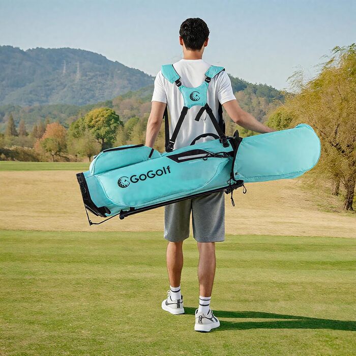 Сумка для гольфу LIFEZEAL: легка, з 8 верхніми відділеннями та 5 кишенями на блискавці, з тримачем для парасольки, водонепроникна, з регульованим плечовим ременем для жінок та чоловіків, блакитна