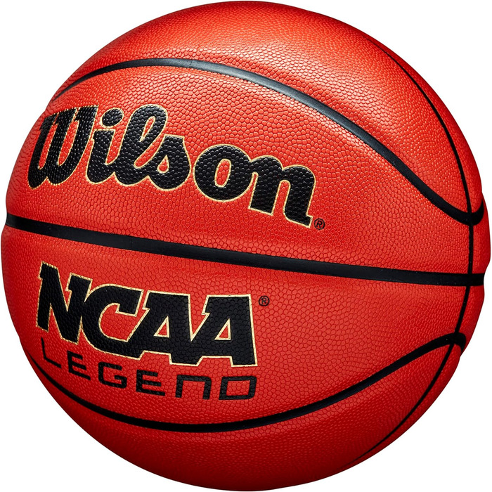 Баскетбольний м'яч Wilson NCAA Legend Orange/Black для гри в приміщенні та на вулиці, 6 шт.