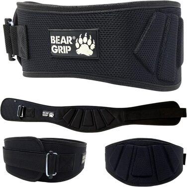 Пояс для важкої атлетики BEAR GRIP, неопреновий, вигнутий, з підтримкою спини та попереку, для фітнесу та бодібілдингу, чорний, XL