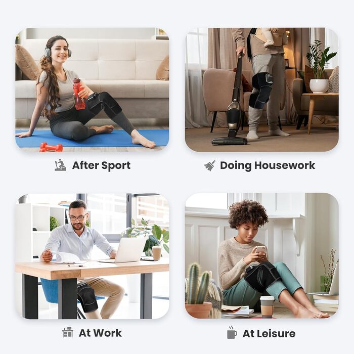 COMFIER Масажер для колін бездротовий, з підігрівом та вібрацією, 4 рівні нагріву з графену, подарунок для мами/тата, 17.5X16X7.5 см