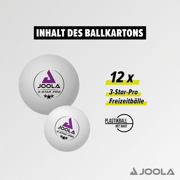 Набір тенісних м'ячів JOOLA 3-Star PRO, 40+ мм, 12 шт.