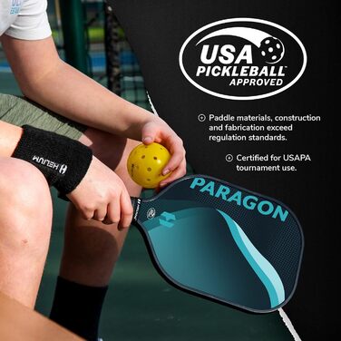 Набір ракет для піклболу Helium, 2 шт., сертифікований USAPA, поверхня з графіту та скловолокна, легкий вуглецевий сердечник Paragon (синій/жовтий)