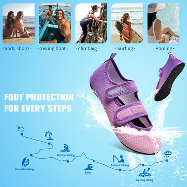 Шкарпетки для плавання WateLves: аквашузи для жінок та чоловіків, швидковисихаючі, дихаючі, пляжні, для басейну, унісекс (перехідний колір фіолетовий, 38/39 EU)