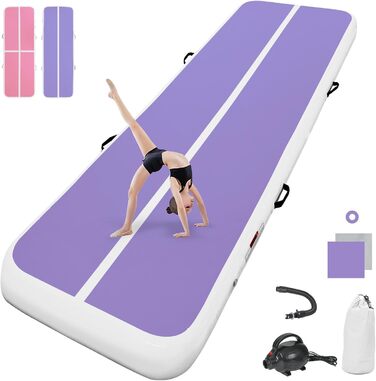 AirTrack Мат для гімнастики з електричною помпою, 10-600 см заввишки, 2-5 м завдовжки. Килимок для акробатики, йоги, кемпінгу, тренувань. Зелений (Deep pinkpurple, 200*100*10CM)