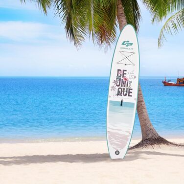 Надувна SUP-дошка COSTWAY 320×76×15 см, комплект: рюкзак, насос, весло, страховка, банджі, ремкомплект, до 150 кг, бірюзова, без сидіння