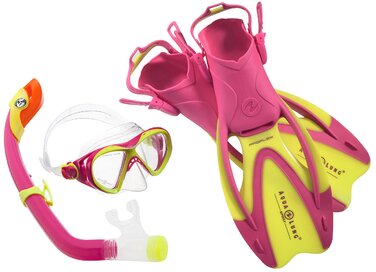 Набір для дайвінгу Aqua Lung Sport La Costa Junior Pro для дітей (маска, трубка, ласти) з сумкою - жовто-рожевий