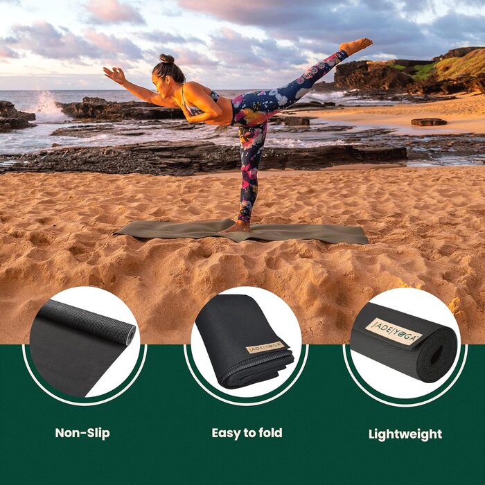 Йога-мат Jade Yoga Voyager 1,6 мм чорний, складаний, для подорожей