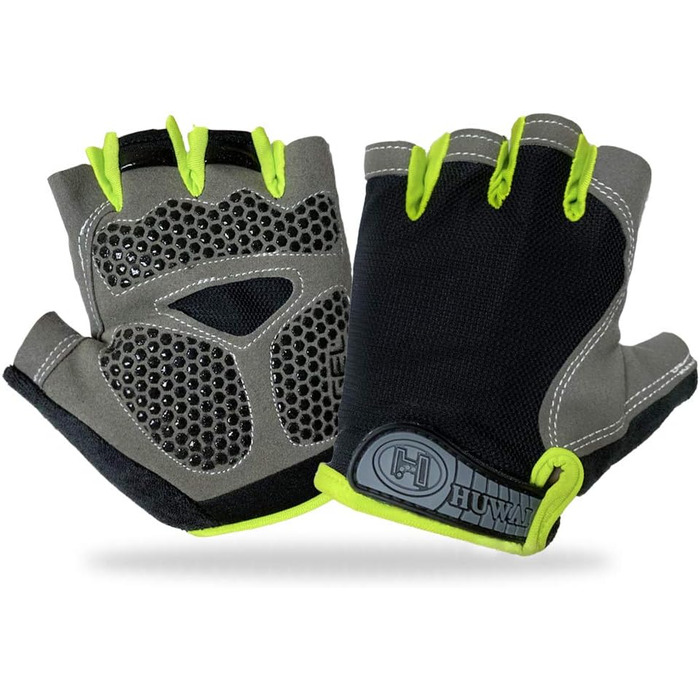 Велосипедні рукавички для чоловіків MTB, рукавички для тренувань та велоспорту, напівпальцеві. Підходять для шосе та гірського велосипеда, силових тренувань. Зручні літні рукавички для чоловіків та жінок (2#Чорний та зелений-M)