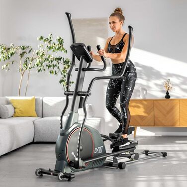 Еліптичний тренажер Hop-Sport HS-095CF з килимком, 30 кг маховик, макс. вага 135 кг, сірий