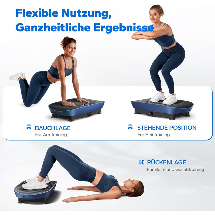 Вібраційна платформа MERACH для формування тіла та розслаблення, тиха та компактна, з LED-дисплеєм, зручним силіконовим покриттям та пультом дистанційного керування (блакитна)