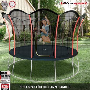 Трамплін Ultrasport Uni-Jump Outdoor для дітей: Ø 140-460 см, до 150 кг, з сіткою, захистом та комплектом для монтажу