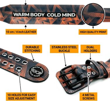 Пояс для важкої атлетики WARM BODY COD MIND Premium (10см) - для силових тренувань, кросфіту, бодібілдингу, фітнесу, пауерліфтингу. Підходить для жінок та чоловіків (L, Червоний & Чорний)