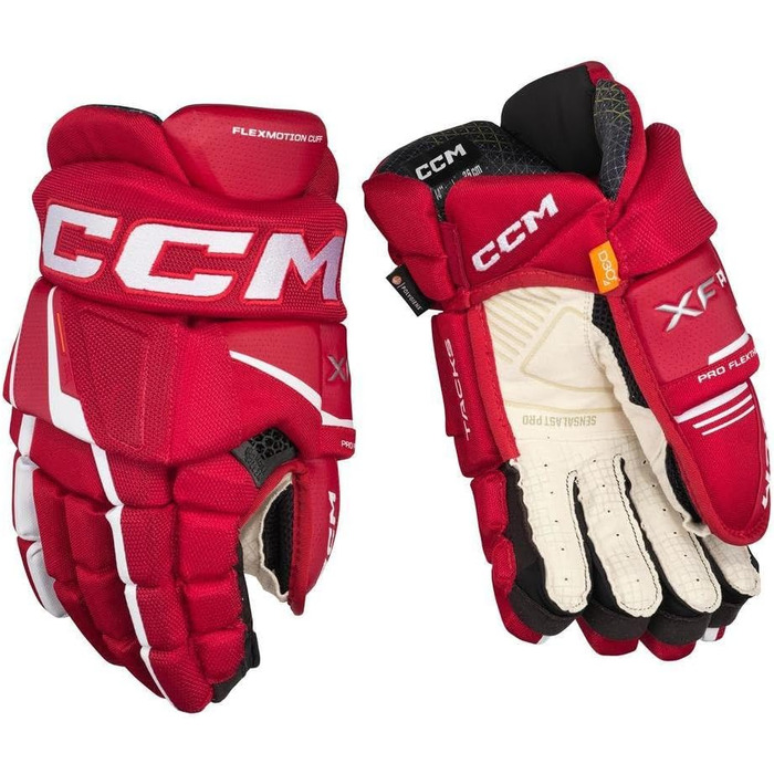 Хокейні рукавички CCM Tacks XF Pro Senior червоно-білі, 15 дюймів