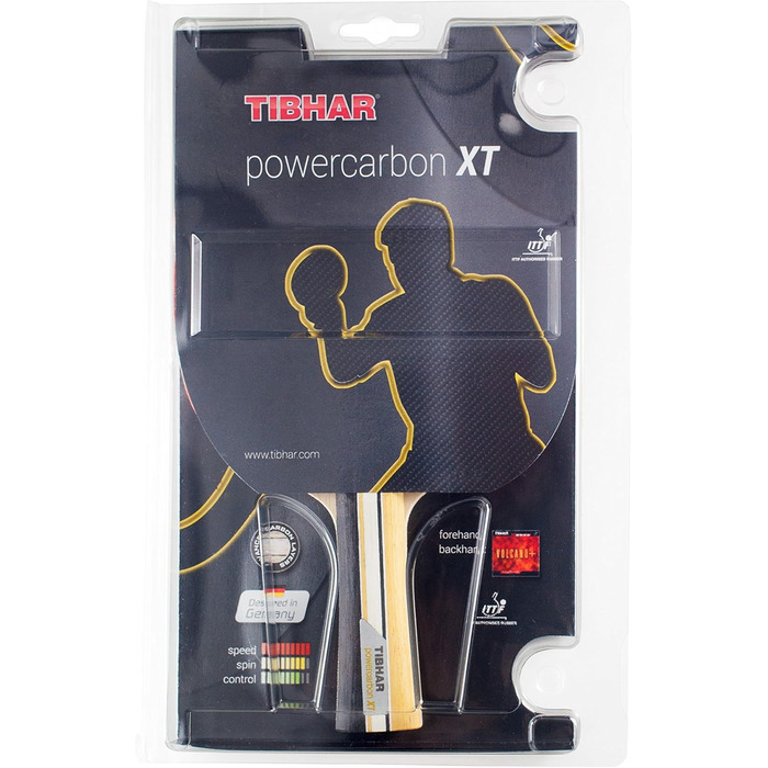 Ракетка для настільного тенісу Tibhar Powercarbon XT, професійна, ITTF, жовта