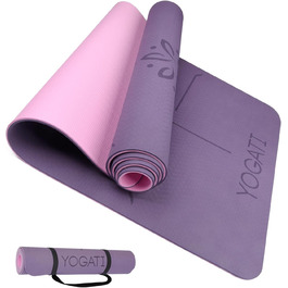 Килимок для йоги YOGATI, неслизький та товстий, з позначками для вирівнювання тіла, спортивний килимок для дорослих та дітей, ідеальний для пілатесу та фітнесу