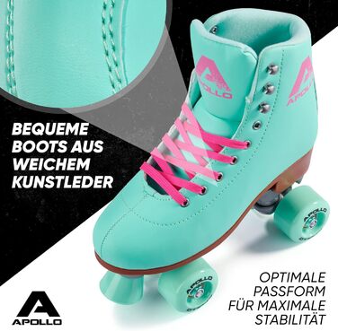 Дитячі та дорослі ролики Apollo Disco Roller - регульовані Quad-ролики, розміри 31-42, Lagoon