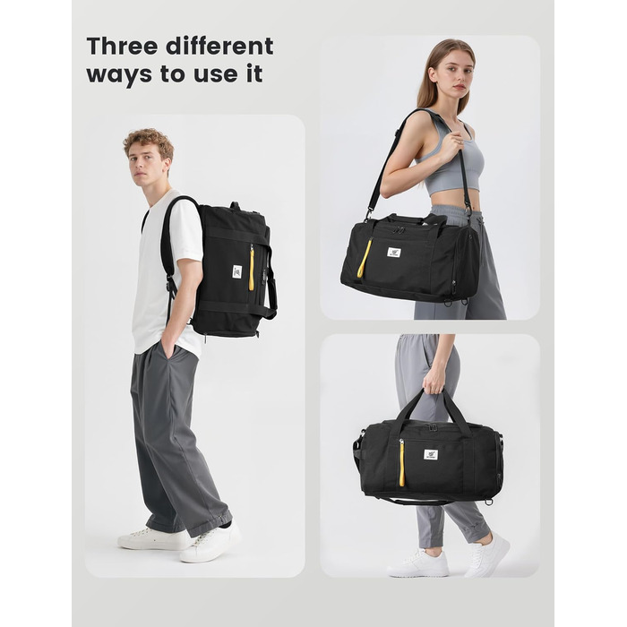 Спортивна сумка SKYSPER 40л з рюкзаком, для залу, подорожей, басейну (чорна)